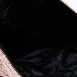 Pre Owned Emporio Armani Old Rose/Dark Brown Logo Print Canvas And Leather Tote