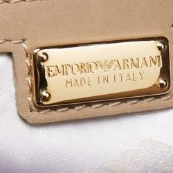 Pre Owned Emporio Armani Brown/Peach Embossed Leather Drawstring Tassel Shoulder Bag