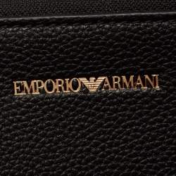 Pre Owned Emporio Armani Black Leather Medium MyEA Shopper Tote