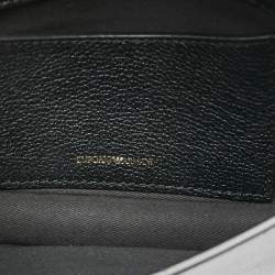 Pre Owned Emporio Armani Black Leather Push Lock Flap Chain Shoulder Bag