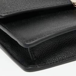 Pre Owned Emporio Armani Black Leather Push Lock Flap Chain Shoulder Bag