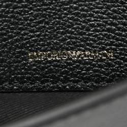 Pre Owned Emporio Armani Black Leather Push Lock Flap Chain Shoulder Bag