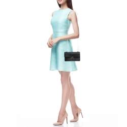 Pre Owned Emporio Armani Black Leather Push Lock Flap Chain Shoulder Bag