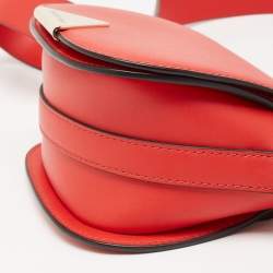 Pre Owned Emporio Armani Red Leather Flap Crossbody Bag   