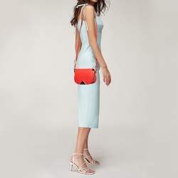 Pre Owned Emporio Armani Red Leather Flap Crossbody Bag   
