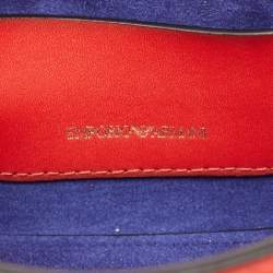 Pre Owned Emporio Armani Red Leather Flap Crossbody Bag   