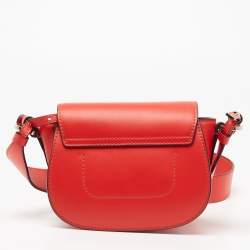 Pre Owned Emporio Armani Red Leather Flap Crossbody Bag   