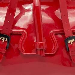 Pre Owned Emporio Armani Red Patent Leather Satchel