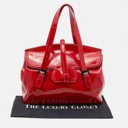 Pre Owned Emporio Armani Red Patent Leather Satchel