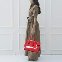 Pre Owned Emporio Armani Red Patent Leather Satchel