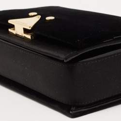 Pre Owned Emporio Armani Black Velvet and Satin Flap Chain Shoulder Bag