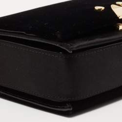 Pre Owned Emporio Armani Black Velvet and Satin Flap Chain Shoulder Bag