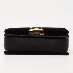 Pre Owned Emporio Armani Black Velvet and Satin Flap Chain Shoulder Bag