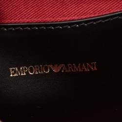 Pre Owned Emporio Armani Black Velvet and Satin Flap Chain Shoulder Bag