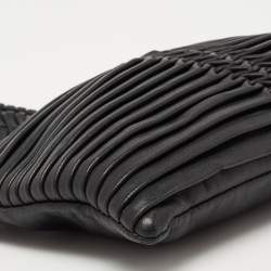 Pre Owned Emporio Armani Black Leather Wrist Clutch