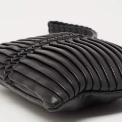 Pre Owned Emporio Armani Black Leather Wrist Clutch