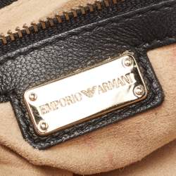 Pre Owned Emporio Armani Black Leather Wrist Clutch