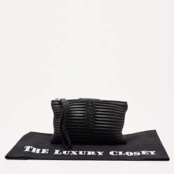 Pre Owned Emporio Armani Black Leather Wrist Clutch