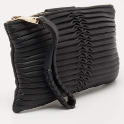 Pre Owned Emporio Armani Black Leather Wrist Clutch
