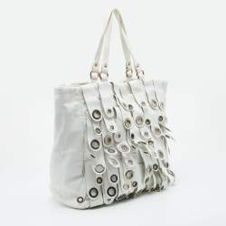 Pre Owned Emporio Armani White Leather Tote