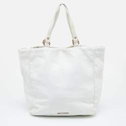 Pre Owned Emporio Armani White Leather Tote