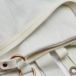 Pre Owned Emporio Armani White Leather Tote