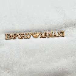 Pre Owned Emporio Armani White Leather Tote