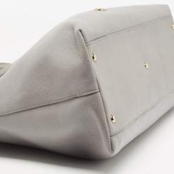 Pre Owned Emporio Armani Grey Leather Zip Satchel