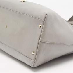 Pre Owned Emporio Armani Grey Leather Zip Satchel