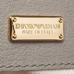 Pre Owned Emporio Armani Grey Leather Zip Satchel