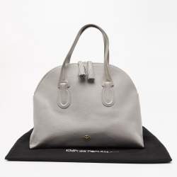 Pre Owned Emporio Armani Grey Leather Zip Satchel