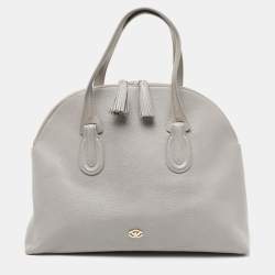 Emporio Armani Grey Leather Zip Satchel