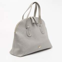 Pre Owned Emporio Armani Grey Leather Zip Satchel