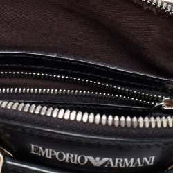 Pre Owned Emporio Armani Black Leather Logo Satchel 