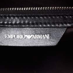 Pre Owned Emporio Armani Black Leather Logo Satchel 