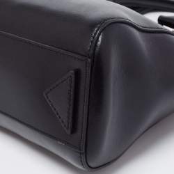 Pre Owned Emporio Armani Black Leather Logo Satchel 