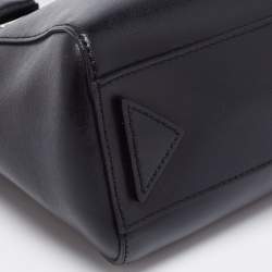 Pre Owned Emporio Armani Black Leather Logo Satchel 