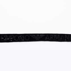 Pre Owned Emporio Armani Black Velvet Flap Shoulder Bag