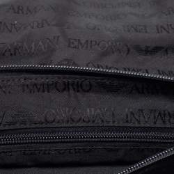 Pre Owned Emporio Armani Black Velvet Flap Shoulder Bag