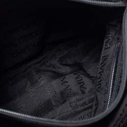 Pre Owned Emporio Armani Black Velvet Flap Shoulder Bag
