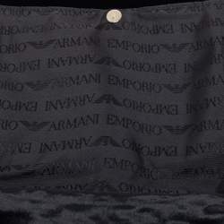 Pre Owned Emporio Armani Black Velvet Flap Shoulder Bag