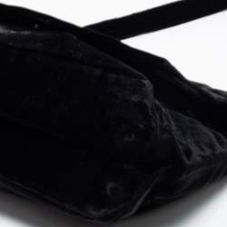 Pre Owned Emporio Armani Black Velvet Flap Shoulder Bag