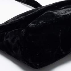 Pre Owned Emporio Armani Black Velvet Flap Shoulder Bag