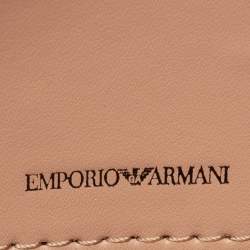 Pre Owned Emporio Armani Metallic Silver Python Embossed Leather Clutch