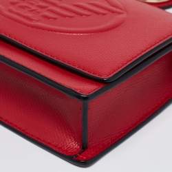 Pre Owned Emporio Armani Red Leather Flap Crossbody Bag