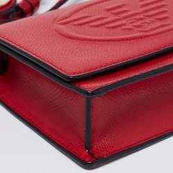 Pre Owned Emporio Armani Red Leather Flap Crossbody Bag