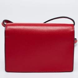 Pre Owned Emporio Armani Red Leather Flap Crossbody Bag