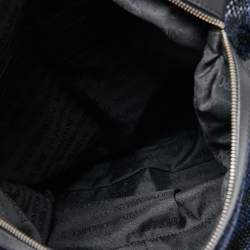 Pre Owned Emporio Armani Blue/Black Straw and Leather Hobo