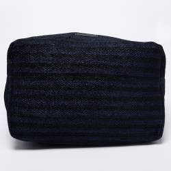 Pre Owned Emporio Armani Blue/Black Straw and Leather Hobo