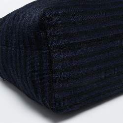 Pre Owned Emporio Armani Blue/Black Straw and Leather Hobo